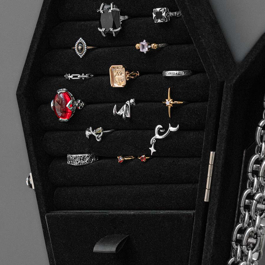 The Black Velvet Coffin Jewellery Cabinet - Image 5