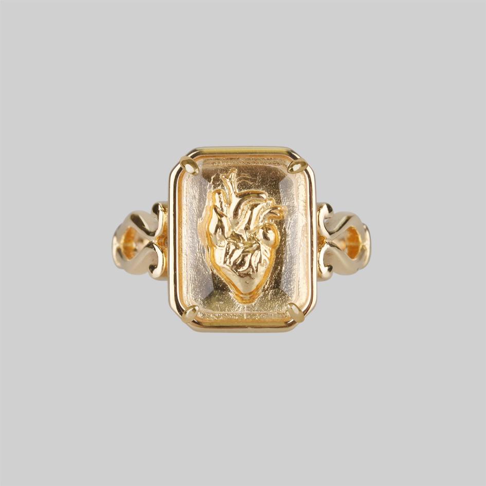HEART KEEPER. Anatomical Heart Under Glass™ Ring - Gold