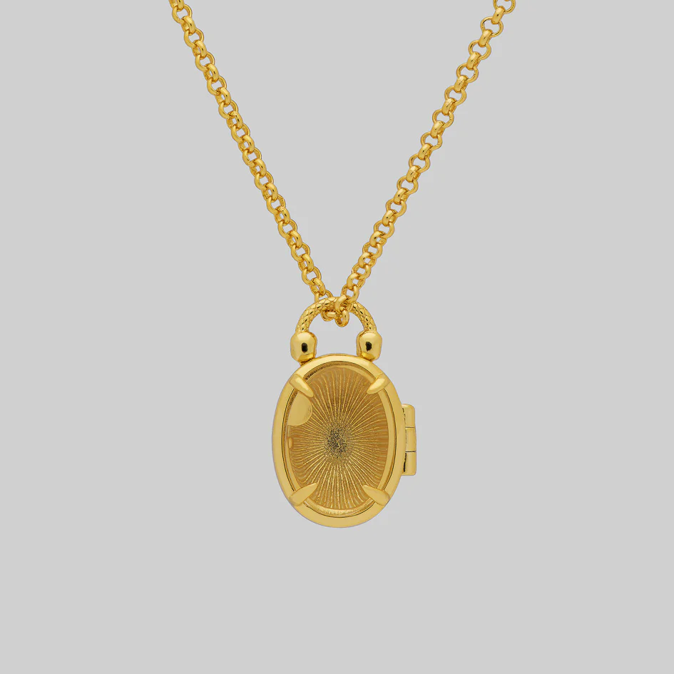 THE HEREAFTER. Black Enamel Oval Locket Necklace - Gold - Image 5