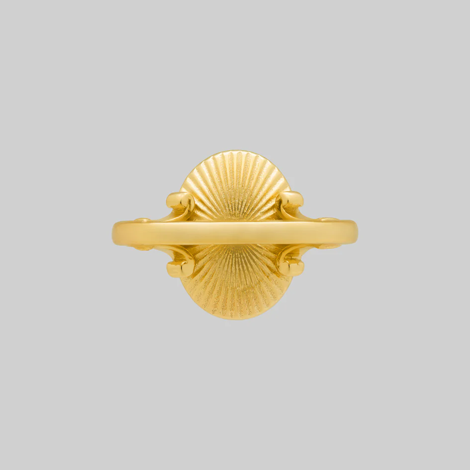 THE HEREAFTER. Black Enamel Oval Ring - Gold - Image 4