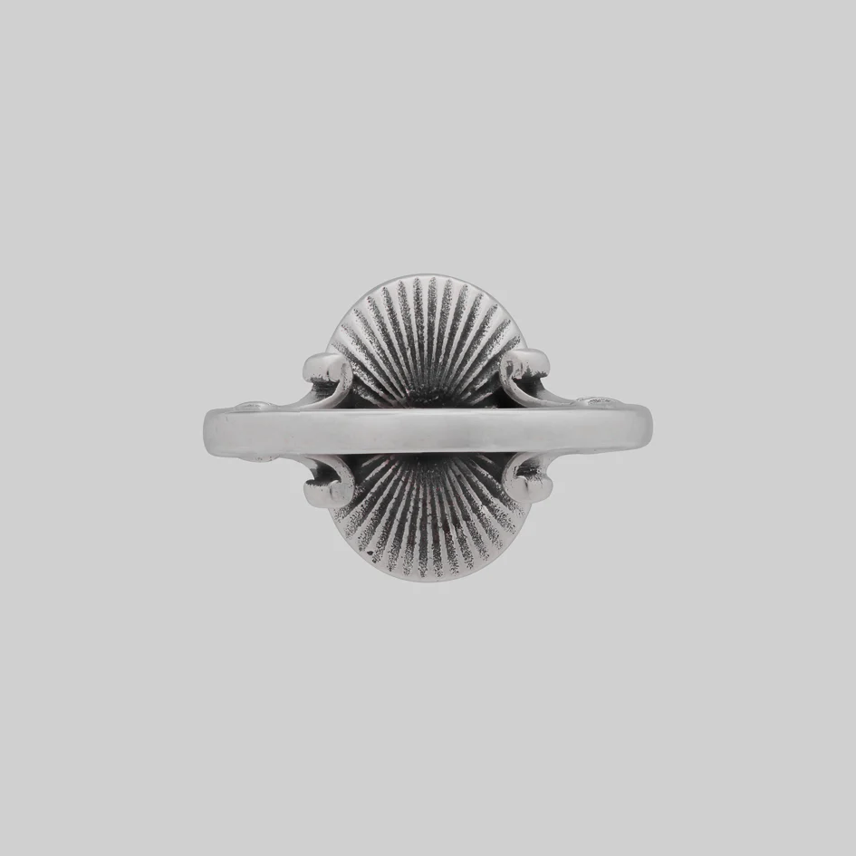 THE HEREAFTER. Black Enamel Oval Ring - Silver - Image 4