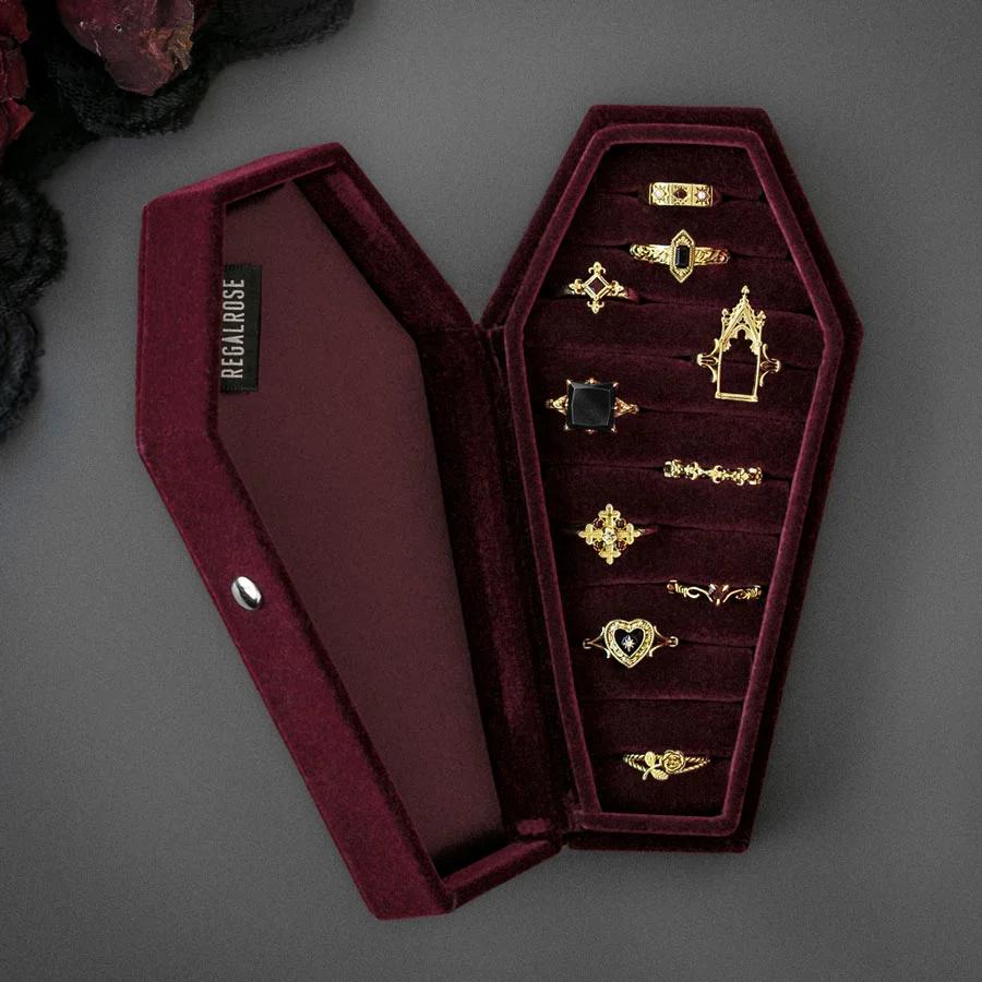 The Crimson Red Velvet Coffin Ring Case - Image 4