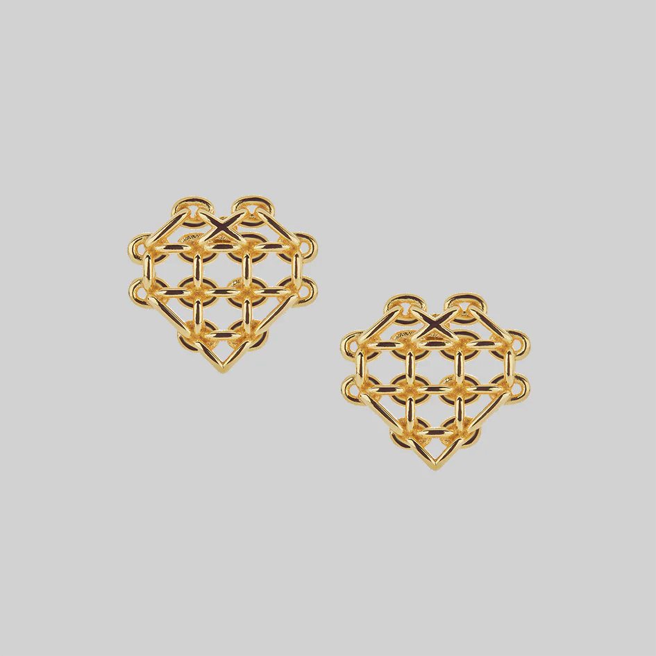 The Supreme Heart Chain Earrings - Gold - Image 2