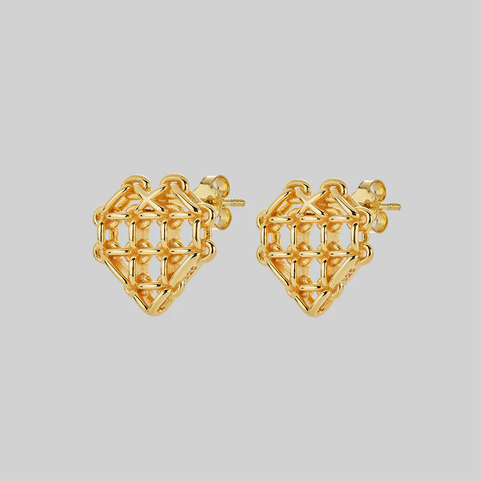 The Supreme Heart Chain Earrings - Gold - Image 3