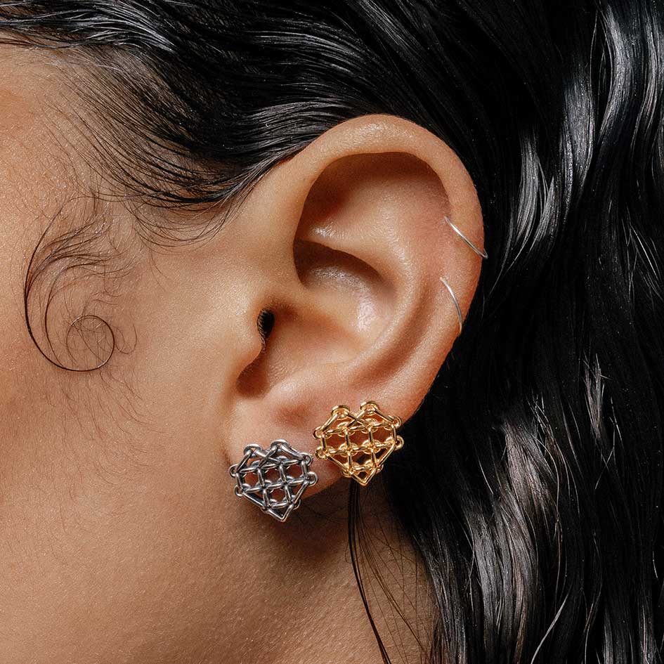 The Supreme Heart Chain Earrings - Silver - Image 2