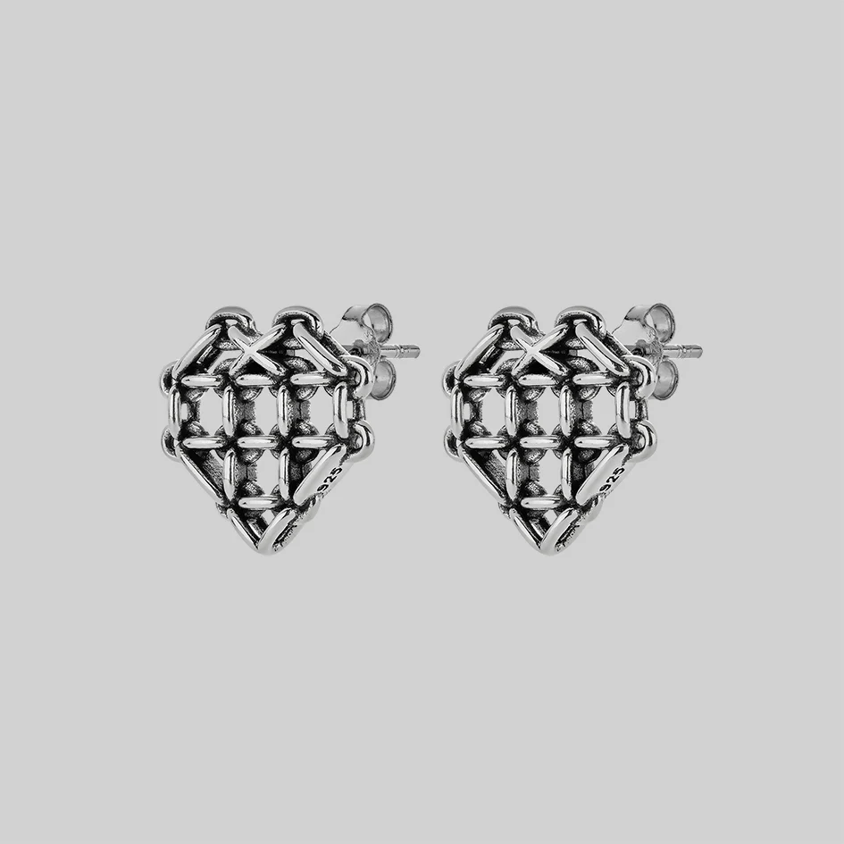 The Supreme Heart Chain Earrings - Silver - Image 3