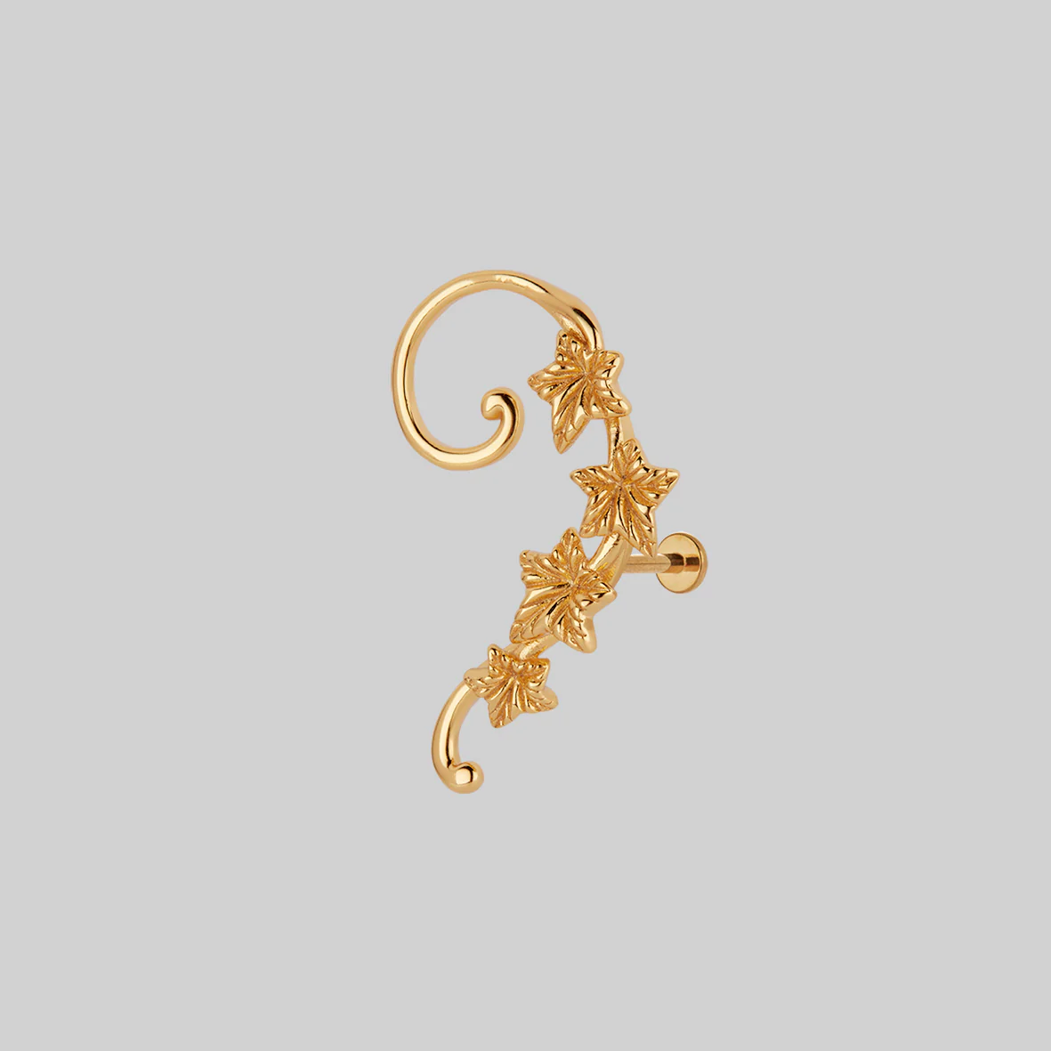 THORA. Climbing Ivy Ear Stud - Gold - Image 4