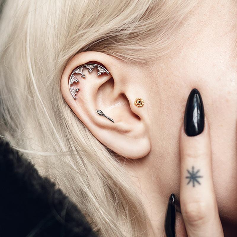 TWILIGHT. Skeleton Key Stud Earring - Gold - Image 2
