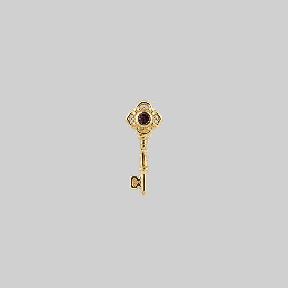 TWILIGHT. Skeleton Key Stud Earring - Gold - Image 3