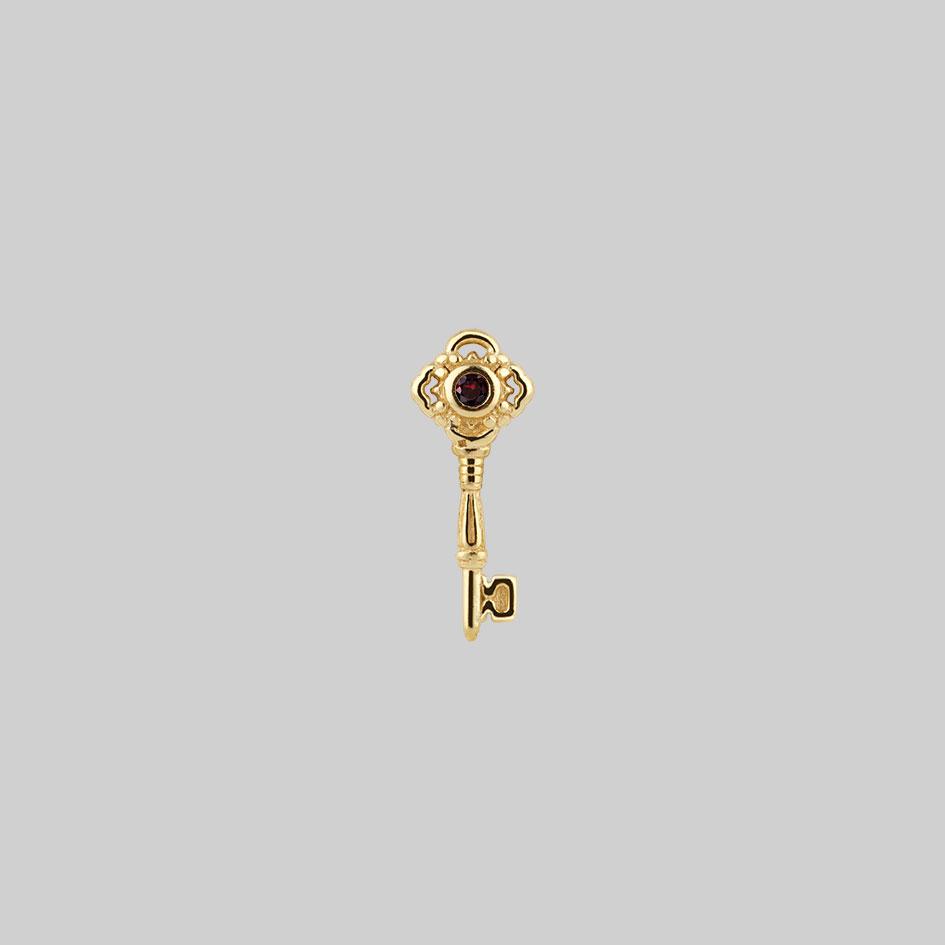 TWILIGHT. Skeleton Key Stud Earring - Gold - Image 4
