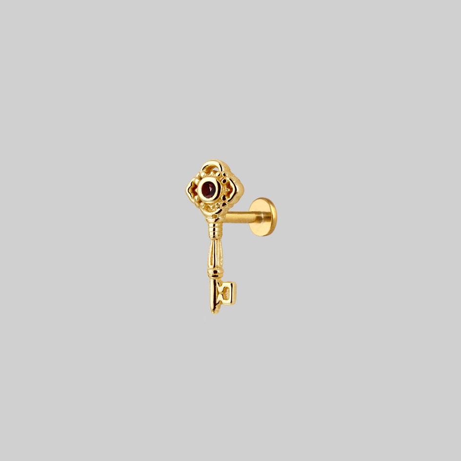 TWILIGHT. Skeleton Key Stud Earring - Gold - Image 5