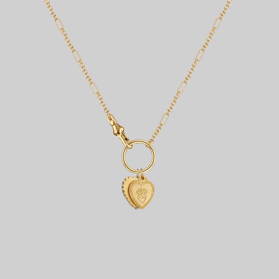 VALENTINA. Multi Heart Charm Clasp Necklace - Gold - Image 4