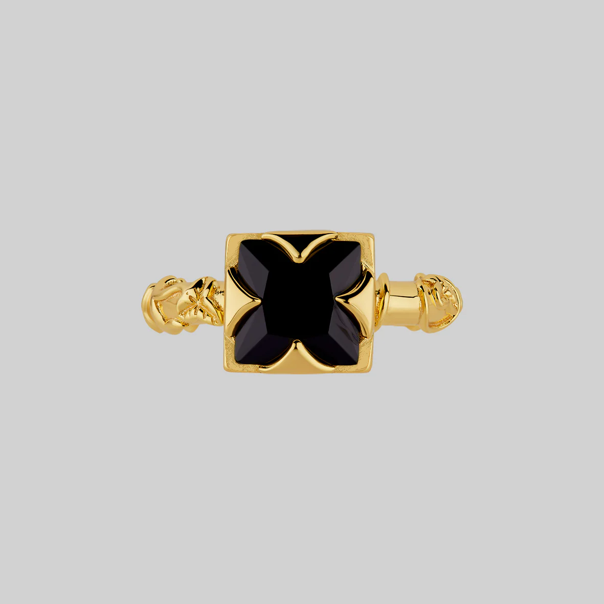 VAULT. Square Onyx & Ivy Ring - Gold - Image 2