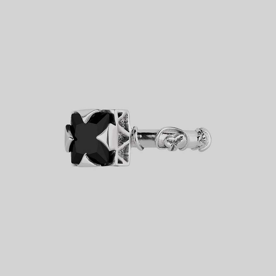 VAULT. Square Onyx & Ivy Ring - Silver - Image 3