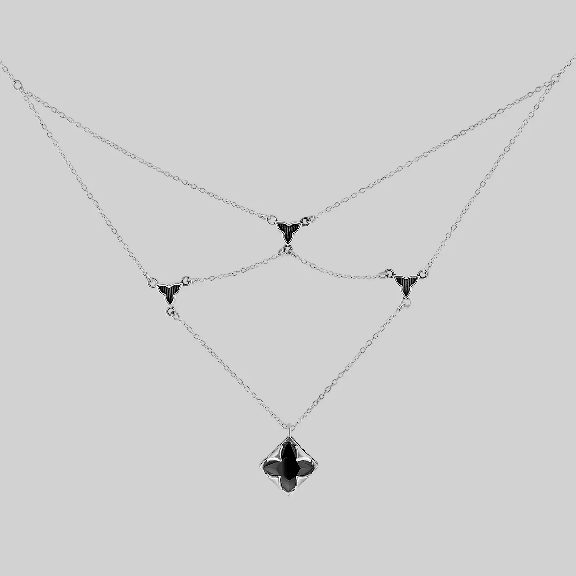 VAULT. Square Onyx Layered Choker - Silver