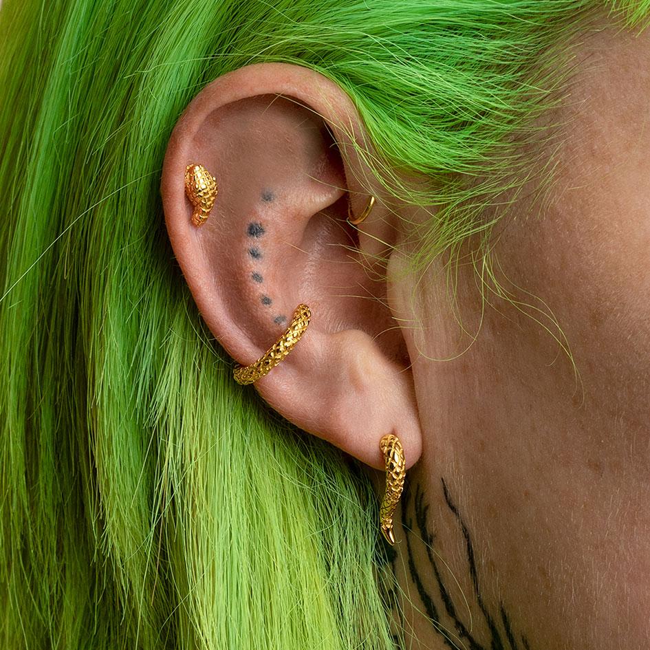 VEGA. 3 Piece Snake Wrap Earring - Gold - Image 2