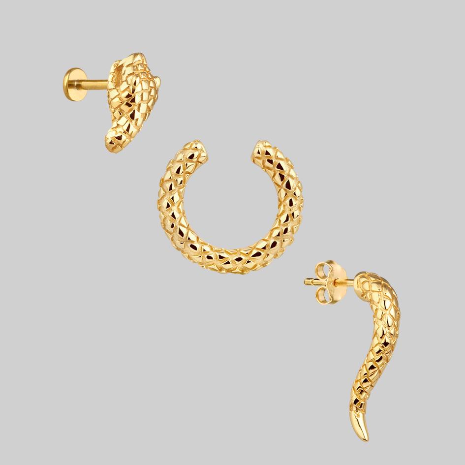 VEGA. 3 Piece Snake Wrap Earring - Gold - Image 3