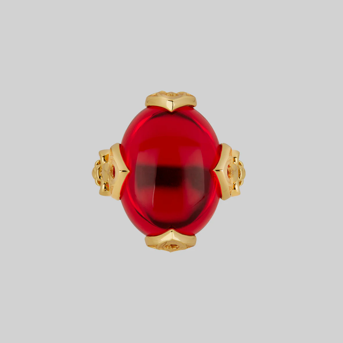 VEIN. Vampesque Gothic Red Glass Ring - Gold - Image 2