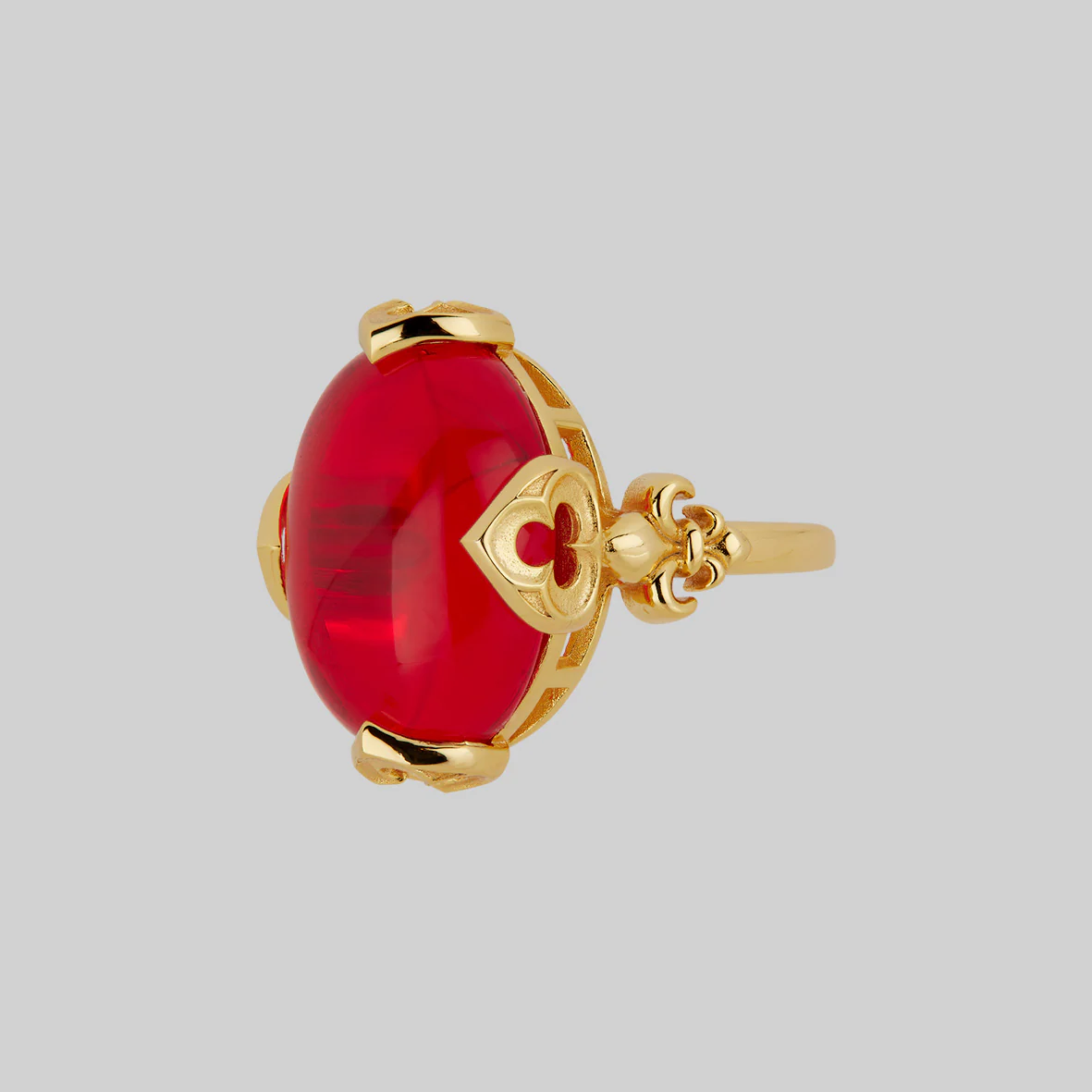 VEIN. Vampesque Gothic Red Glass Ring - Gold - Image 3