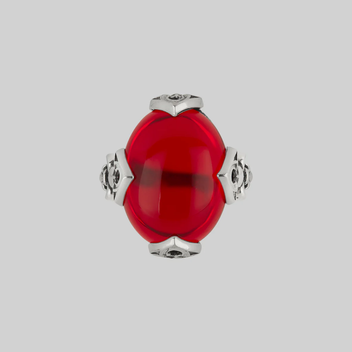 VEIN. Vampesque Gothic Red Glass Ring - Silver - Image 3