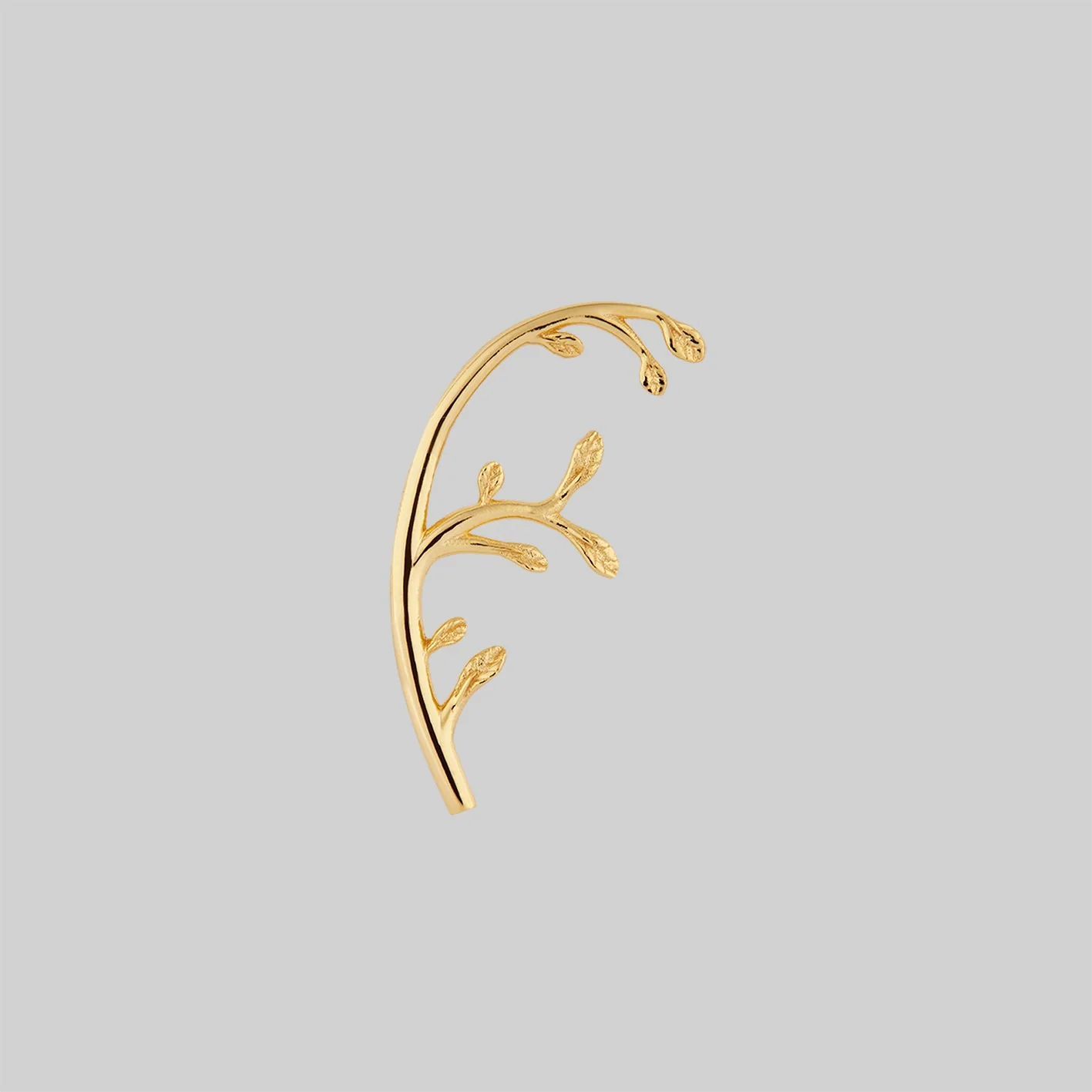 VENETIA. Delicate Leaf Vine Stud Earring - Gold - Image 3