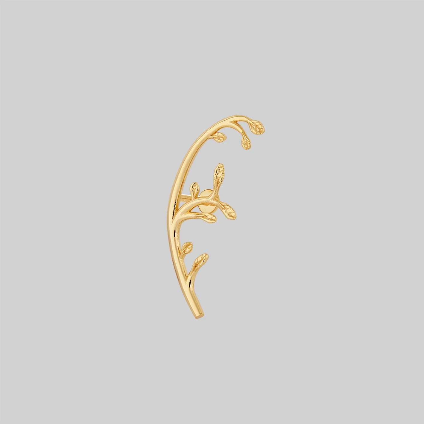 VENETIA. Delicate Leaf Vine Stud Earring - Gold - Image 4