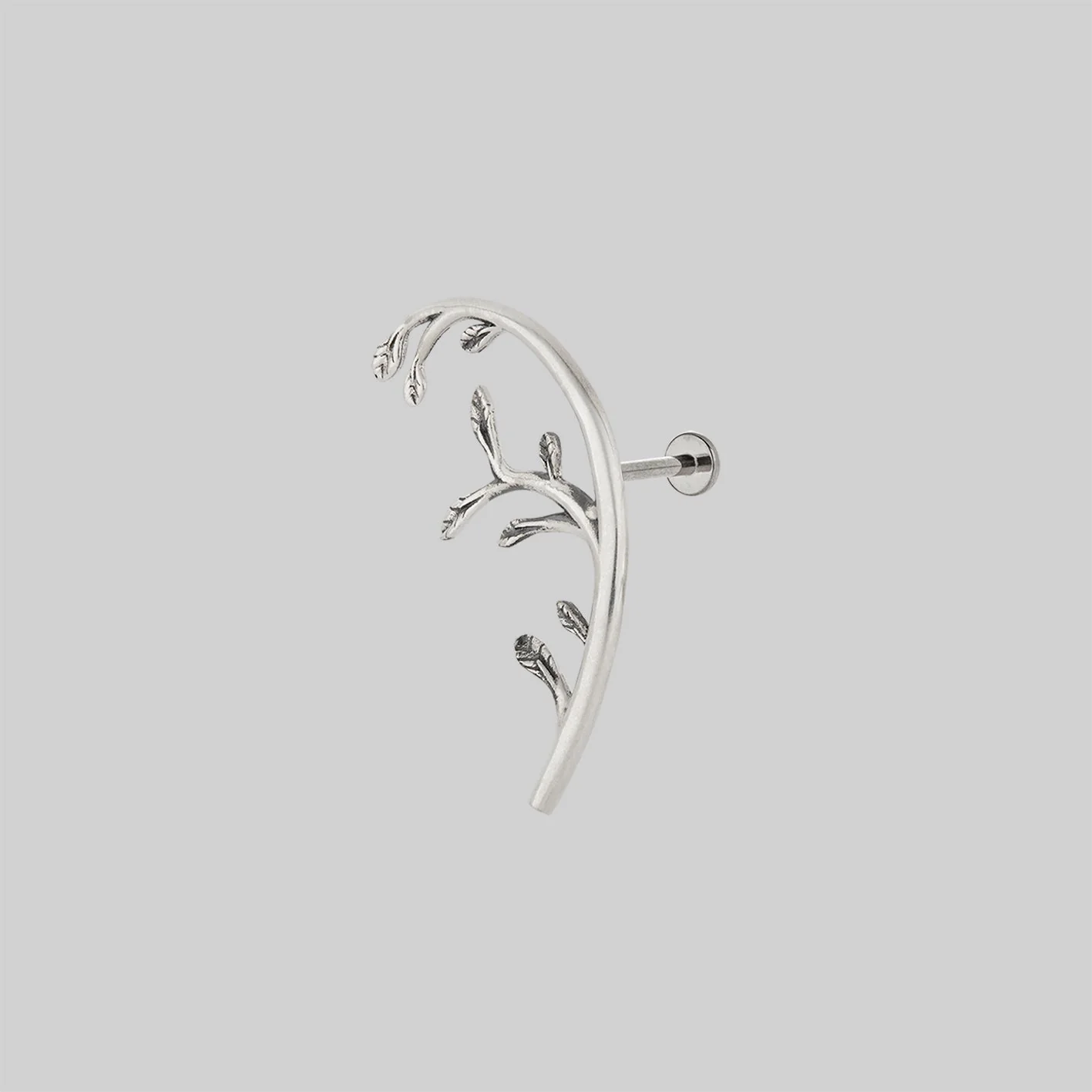 VENETIA. Delicate Leaf Vine Stud Earring - Silver - Image 3