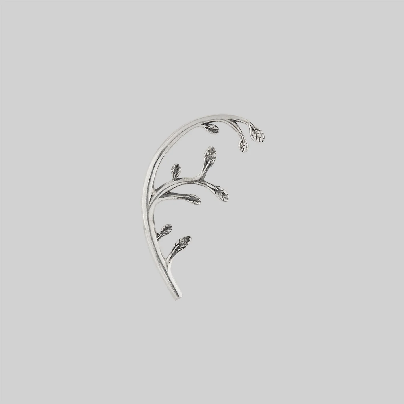 VENETIA. Delicate Leaf Vine Stud Earring - Silver - Image 4