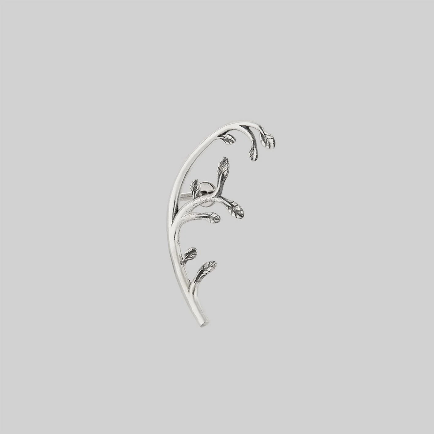 VENETIA. Delicate Leaf Vine Stud Earring - Silver - Image 5