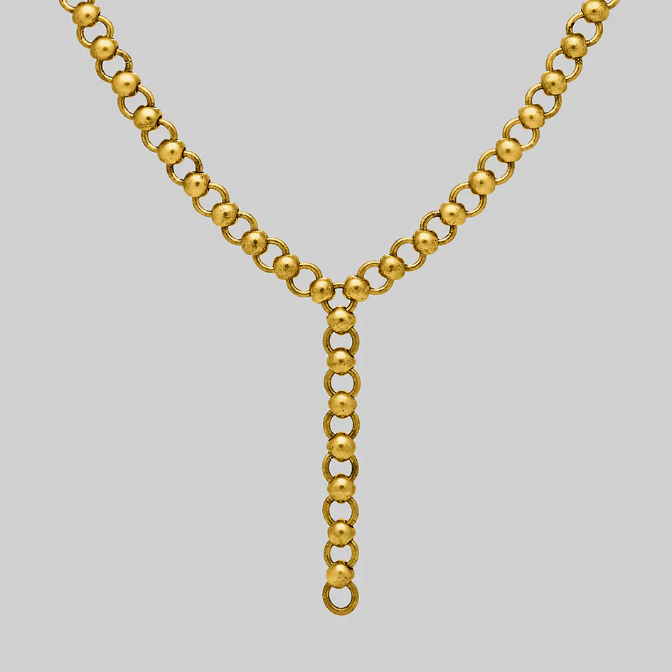 VICI. Gothic Elizabethan Style Ball Chain Lariat - Gold - Image 2
