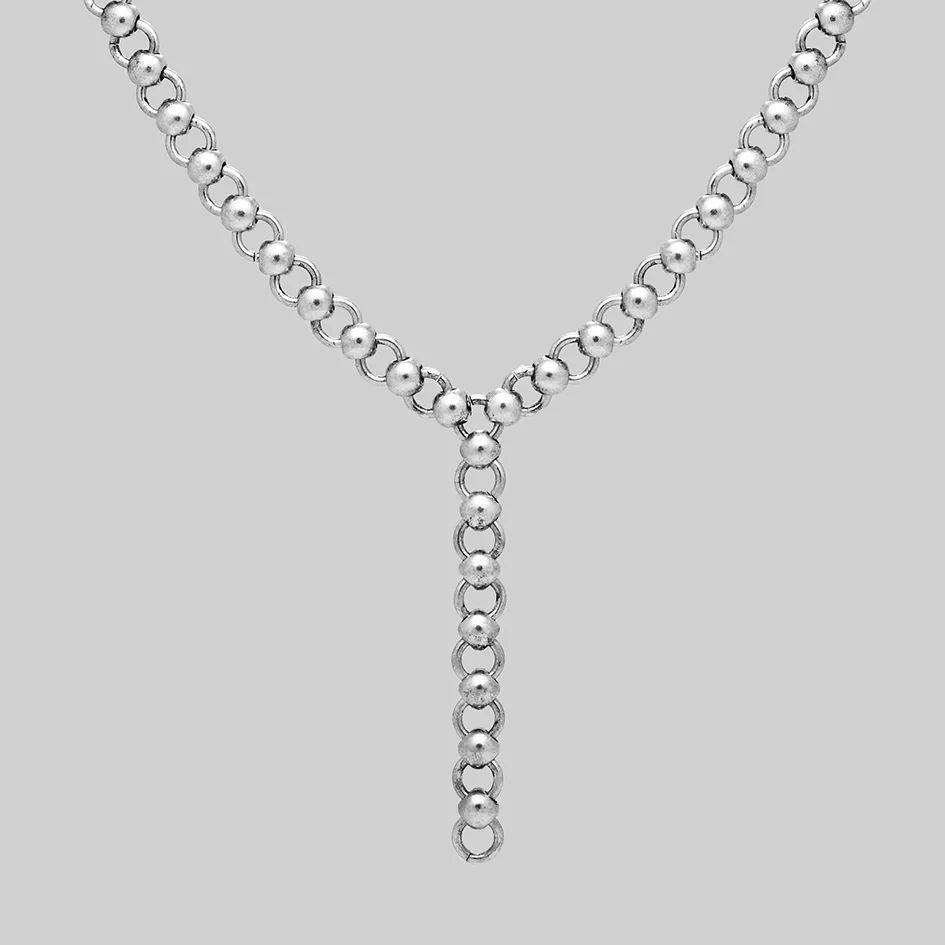 VICI. Gothic Elizabethan Style Ball Chain Lariat - Silver