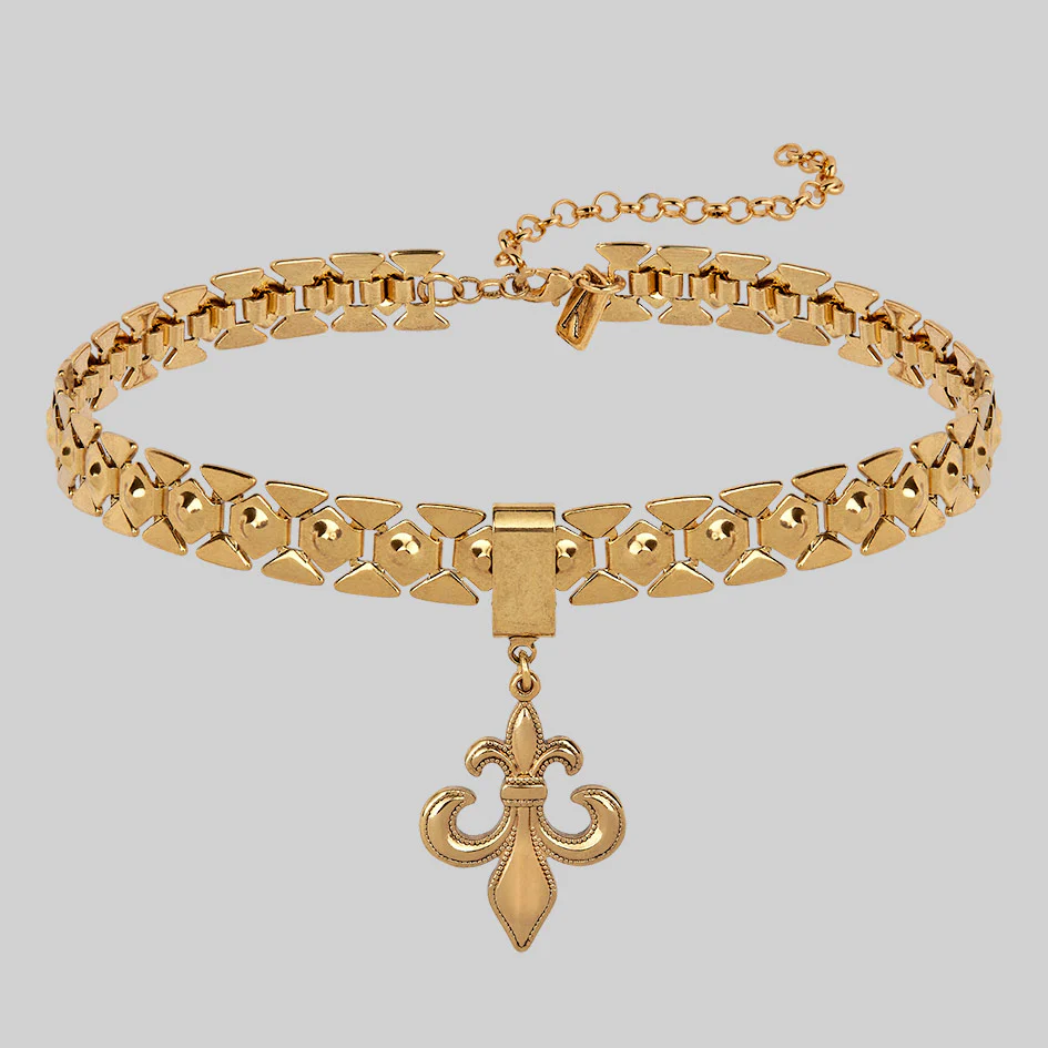 VOW. Fleur de Lis Charm Choker - Gold - Image 2