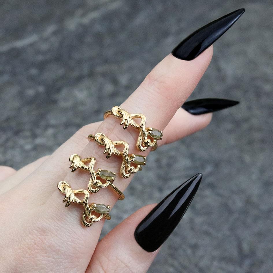 WEEPING WILLOW. Labradorite Branch Ring - Gold - Image 2