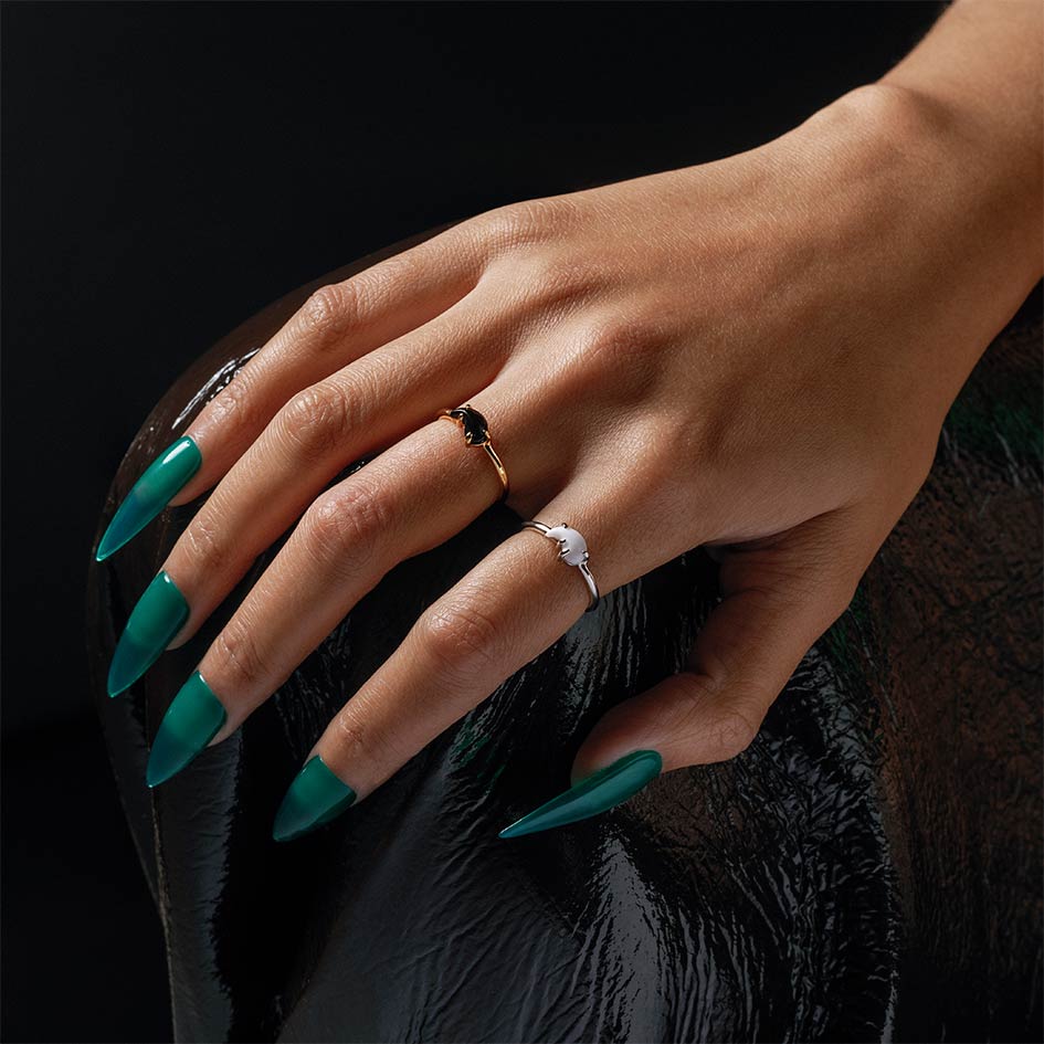 Yin & Yang Gemstone Rings - Gold - Image 2