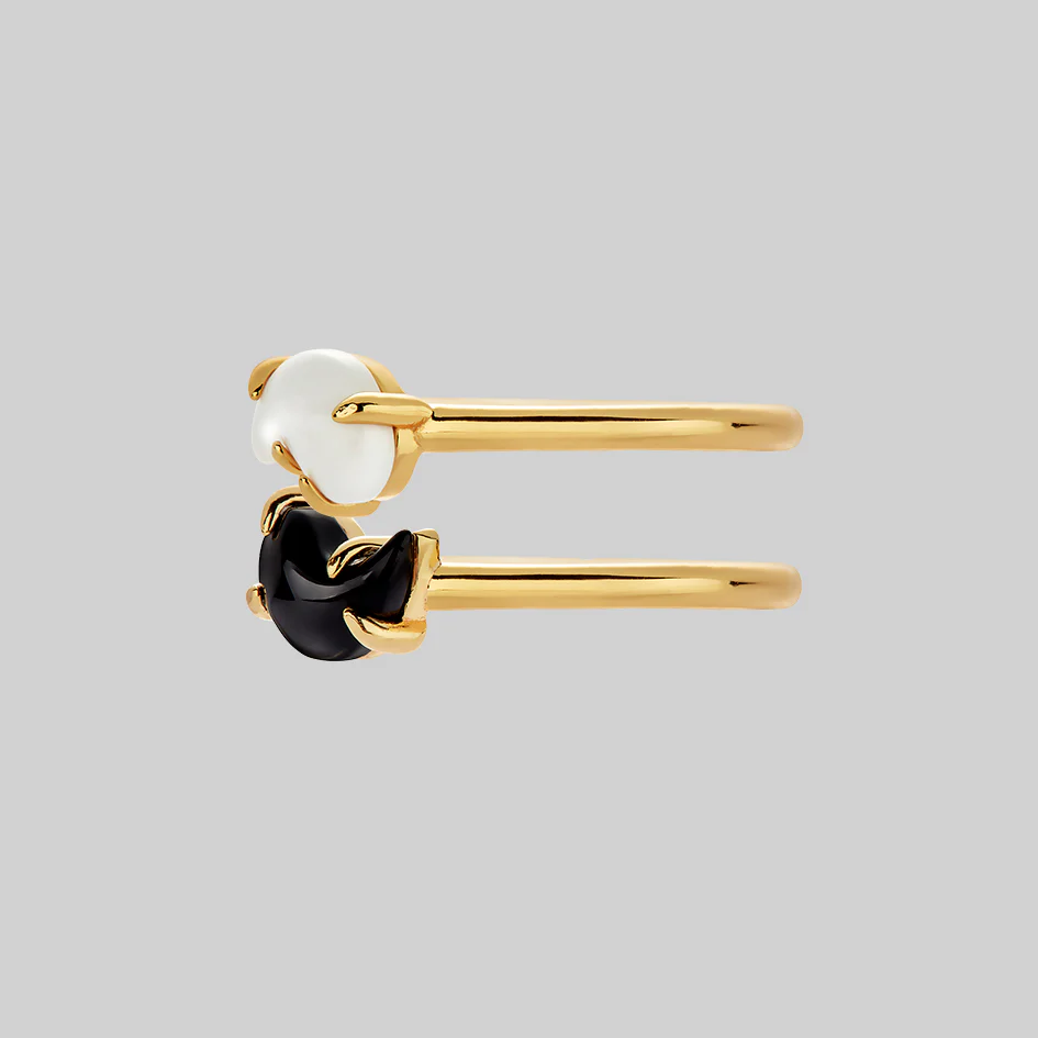 Yin & Yang Gemstone Rings - Gold - Image 3