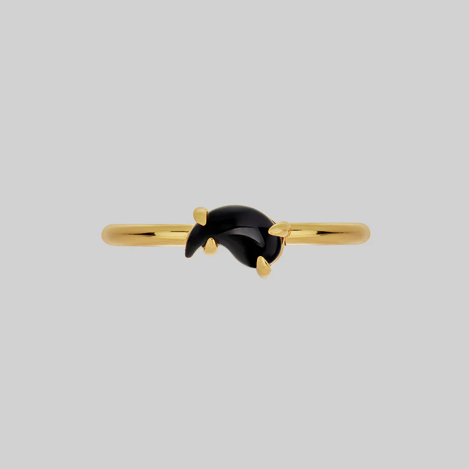 Yin & Yang Gemstone Rings - Gold - Image 5