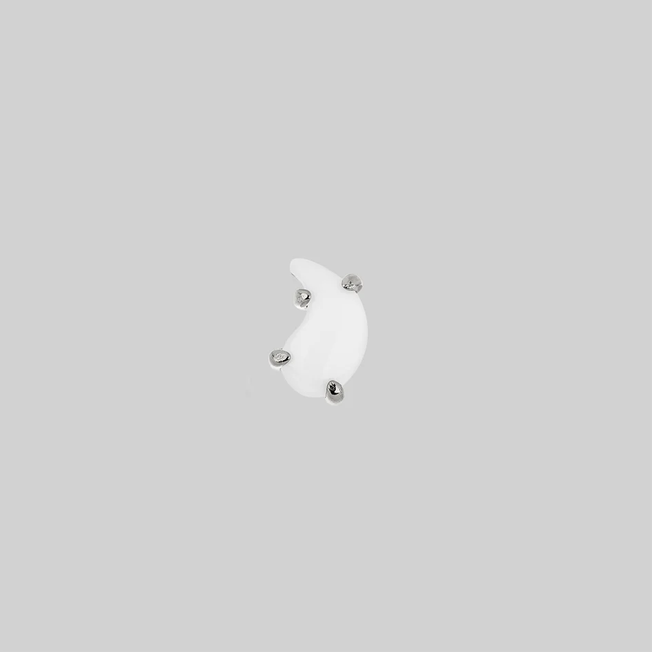 Yin & Yang Gemstone Stud Earring - Silver - Image 5