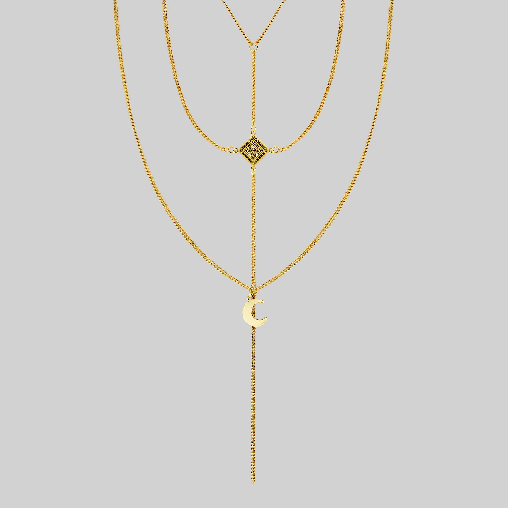 ZODIAC. Layered Moon Chain Choker - Gold